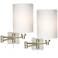 Set of 2 Brushed Nickel Cylinder Swing Arm Wall Lamps