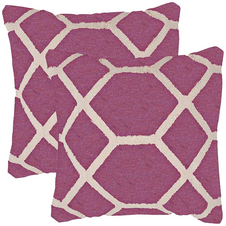 Image 1 Set of 2 Cadiz Textural Amethyst and Cream 18 inch Throw Pillows
