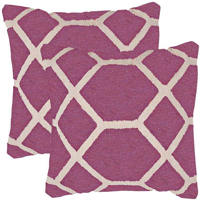 Image 1 Set of 2 Cadiz Textural Amethyst and Cream 18" Throw Pillows