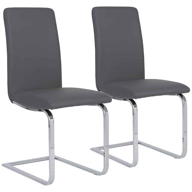 Image 1 Set of 2 Cinzia Gray and Chrome Side Chairs