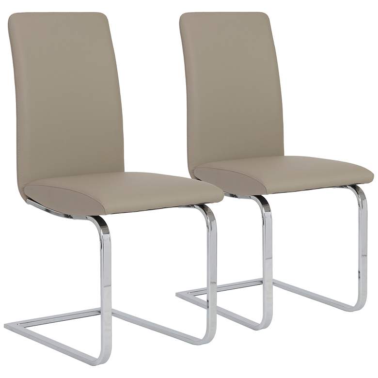 Image 1 Set of 2 Cinzia Taupe and Chrome Side Chairs