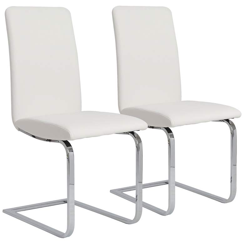 Image 1 Set of 2 Cinzia White and Chrome Side Chairs
