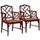 Set of 2 Classic Bamboo Red Armchairs