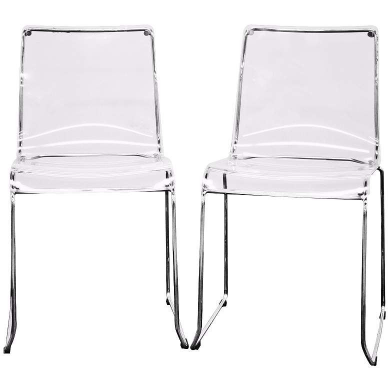 Image 1 Set of 2 Clear Acrylic Dining Chairs