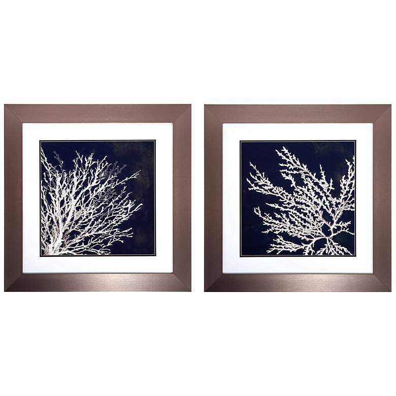 Image 2 Set of 2 Coastal Coral 29 inch Square Contemporary Wall Art