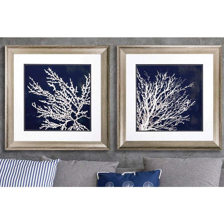 Image 1 Set of 2 Coastal Coral 29 inch Square Contemporary Wall Art