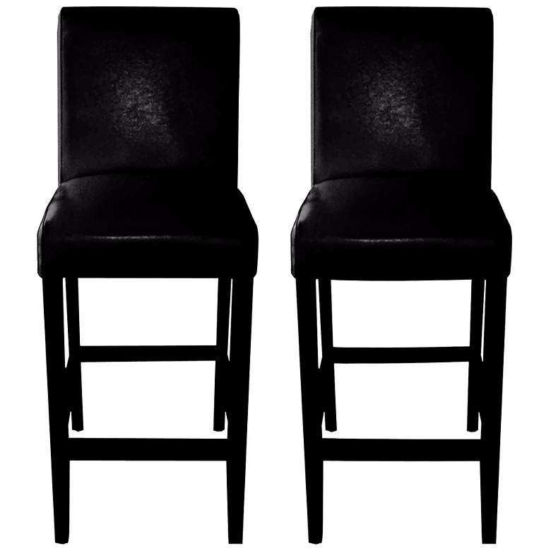 Image 1 Set of 2 Coco 30 inch High Black Bycast Leather Bar Stool