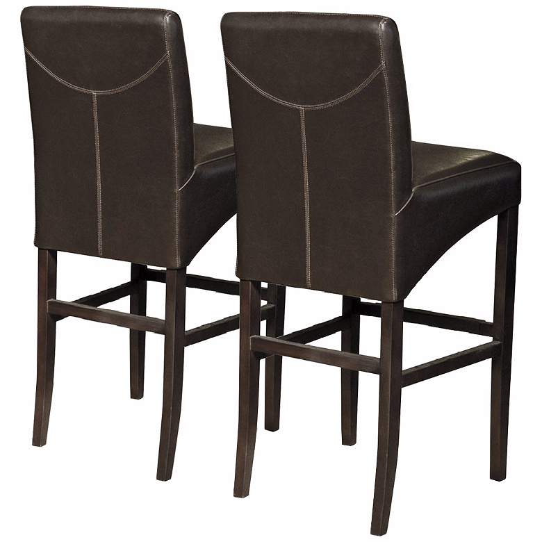 Image 1 Set of 2 Coco Brown 30 inch High Bycast Leather Bar Stools