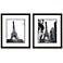 Set of 2 Dark Silver Frame Eiffel Tower Wall Art I/II