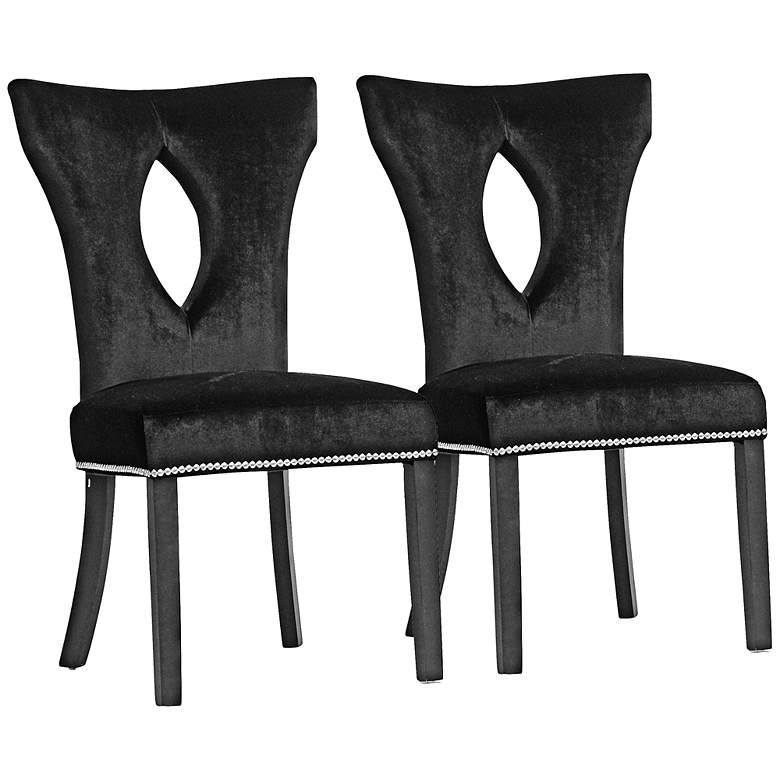 Image 1 Set of 2 DeJarnette Black Velveteen Dining Chair