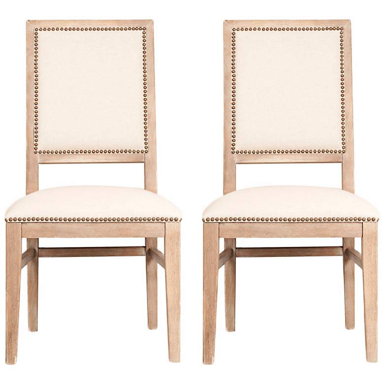 Image 1 Set of 2 Dexter Stone Wash Acacia Wood Dining Chairs