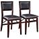 Set of 2 Espresso Padded Back Folding Chairs