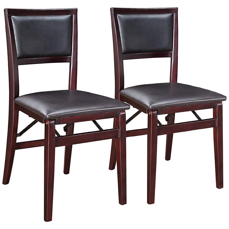 Image 1 Set of 2 Espresso Padded Back Folding Chairs