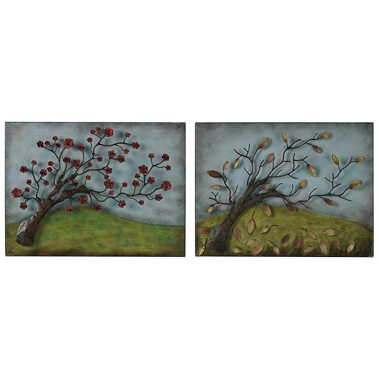 Image 1 Set of 2 Fall and Spring 20 inch Wide Contemporary Wall Art