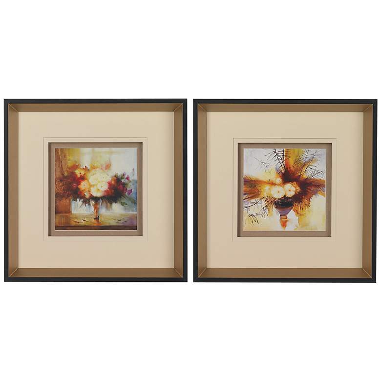 Image 1 Set of 2 Floral Still Life Prints 13 inch Square Wall Art