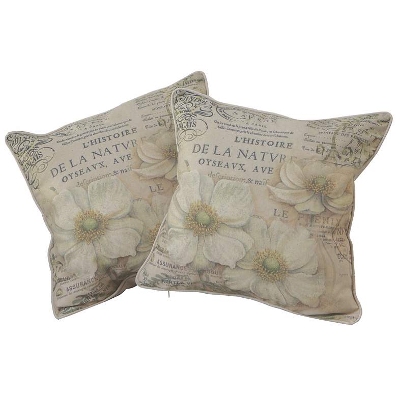 Image 1 Set of 2 Flower Scroll 18 inch Square Throw Pillows