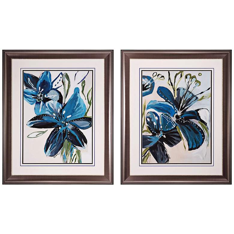 Image 1 Set of 2 Flowers Azure I/II 35 inch High Floral Wall Art