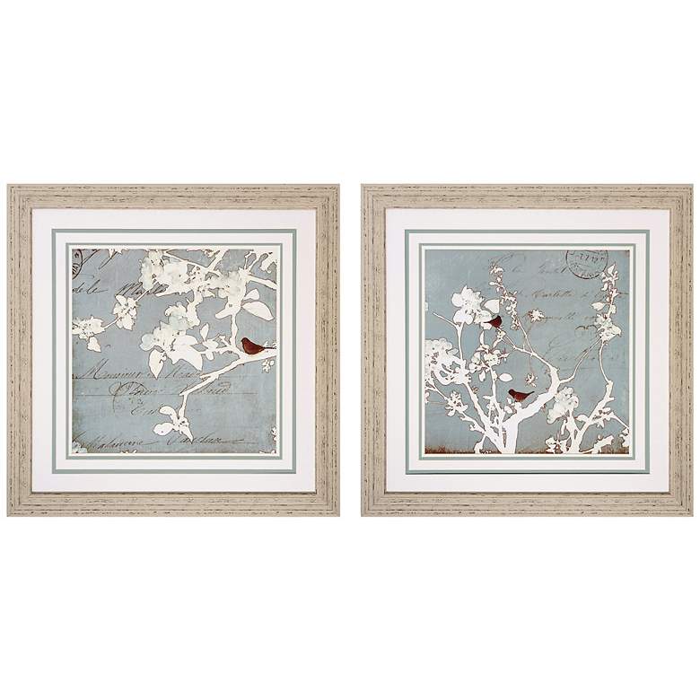 Image 1 Set of 2 Framed Japanese Songbird Wall Art Prints