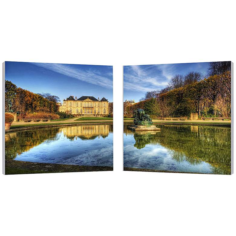 Image 1 Set of 2 French Chateaux 19 3/4" Square Canvas Wall Art