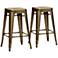 Set of 2 French Industrial 26 1/2" Bronze Counter Stools