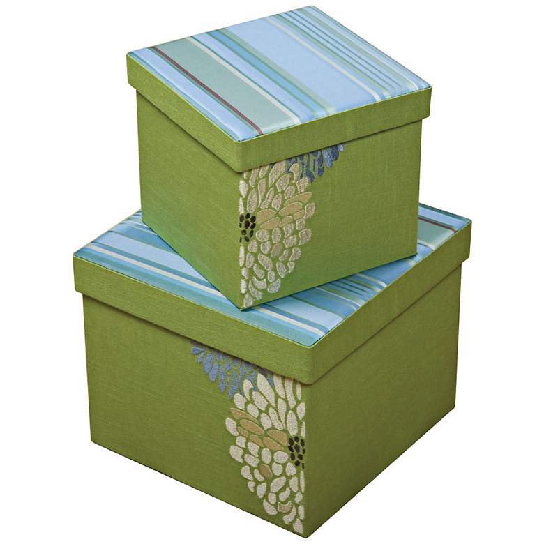 Image 1 Set of 2 Fresca Square Embroidered Decorative Boxes