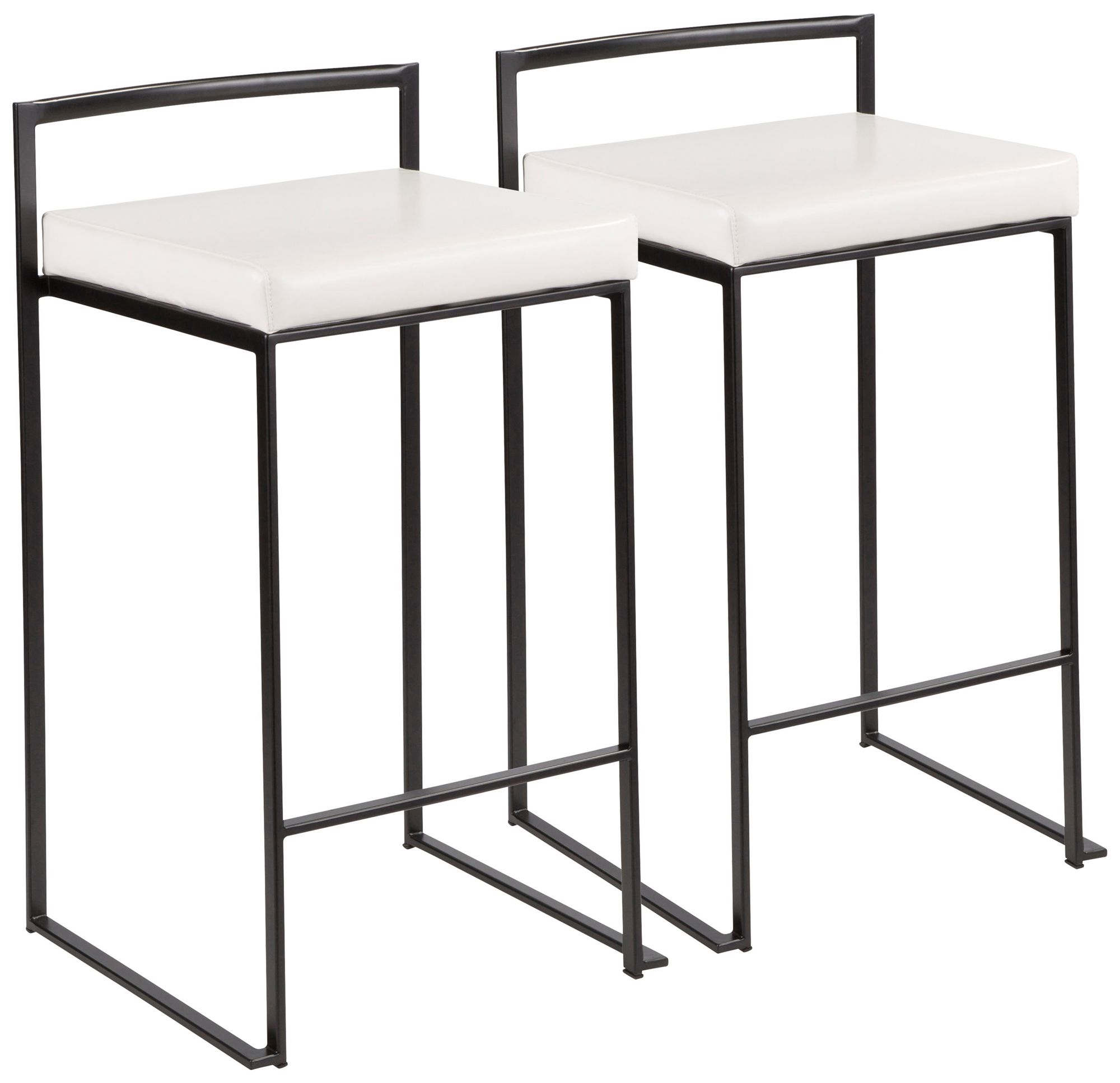 Image 2 Set of 2 Fuji Counter Stool Black with White PU Cushion by LumiSource