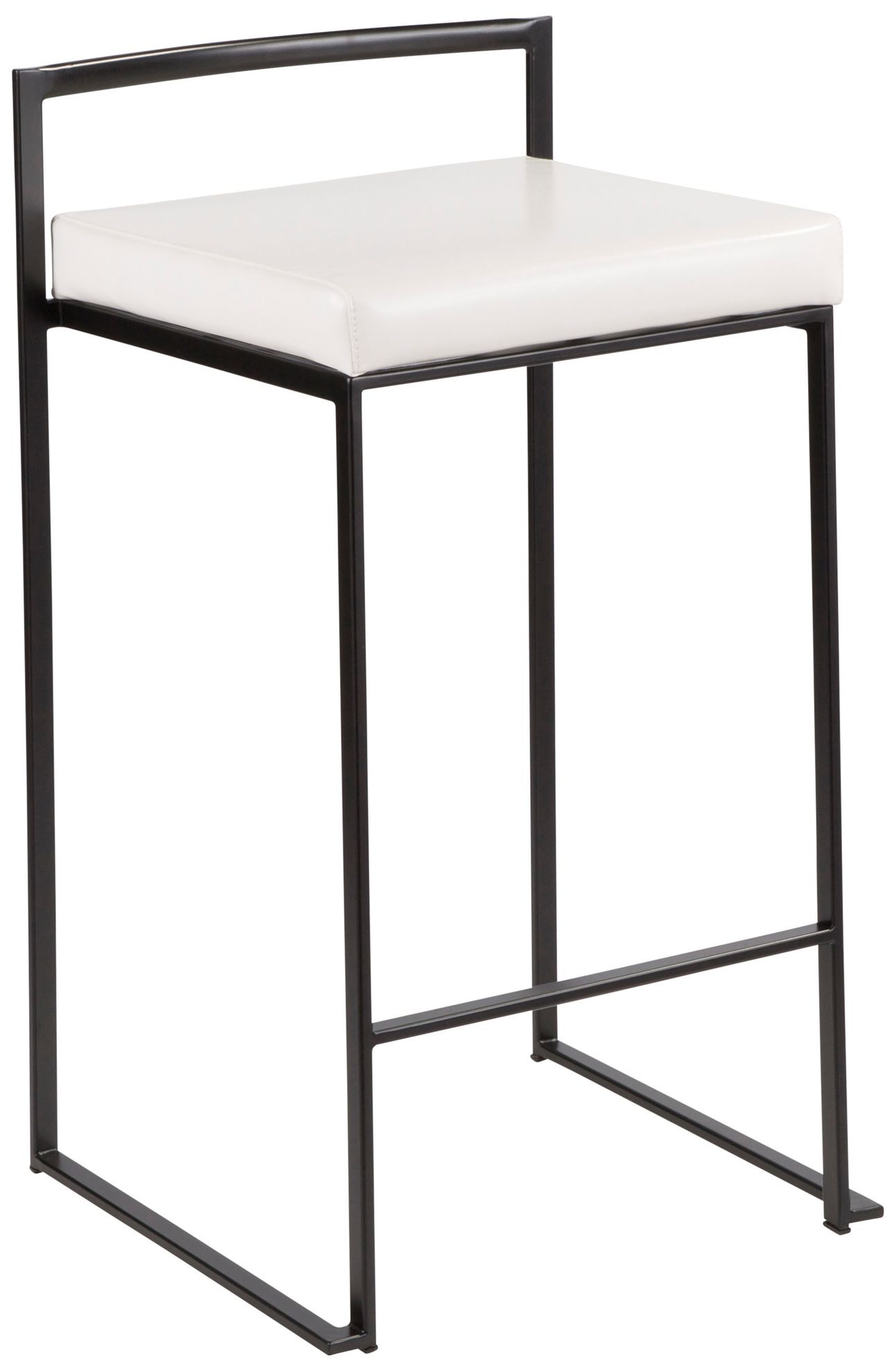 Image 3 Set of 2 Fuji Counter Stool Black with White PU Cushion by LumiSource more views