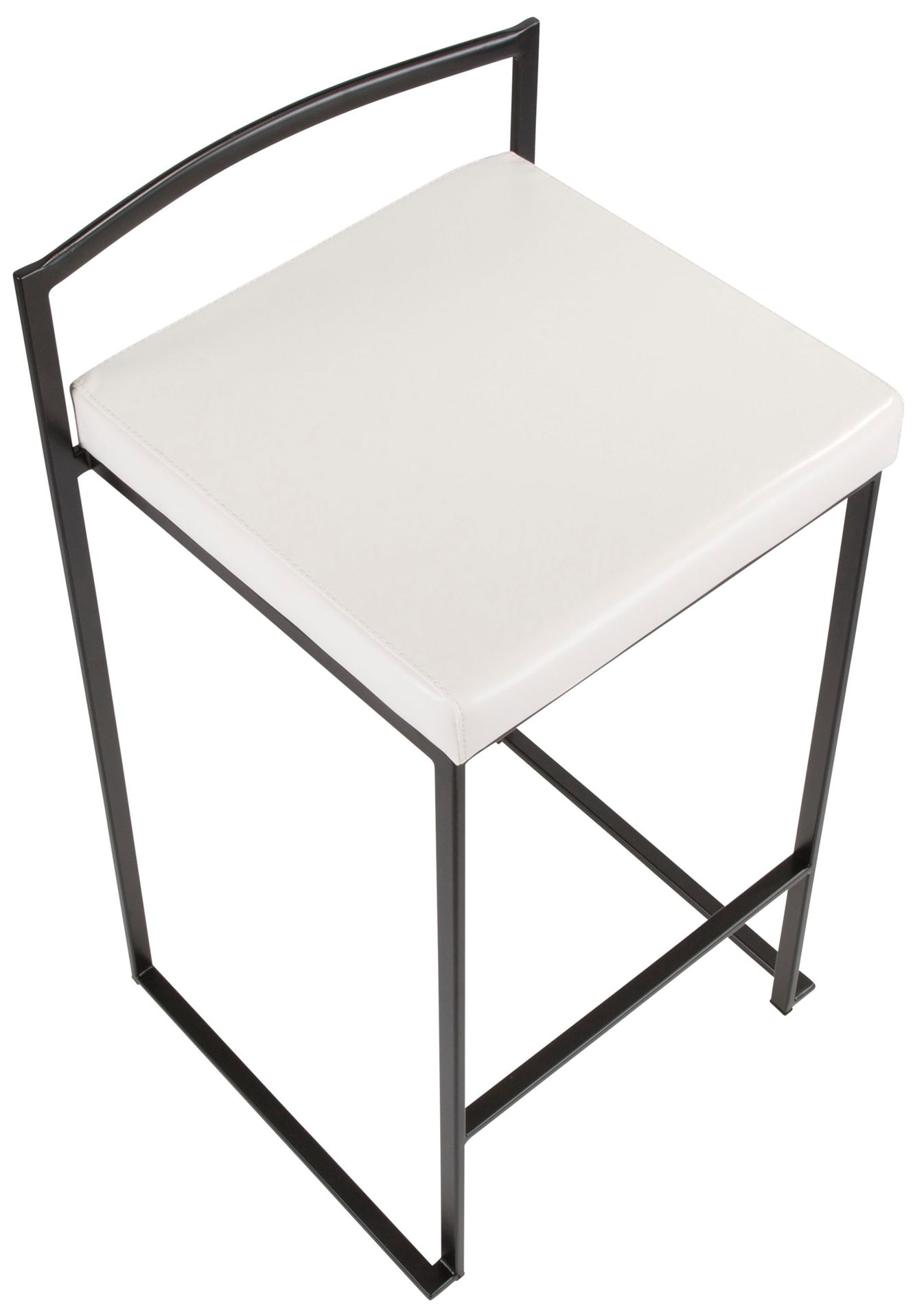 Set of 2 Fuji Counter Stool Black with White PU Cushion by LumiSource