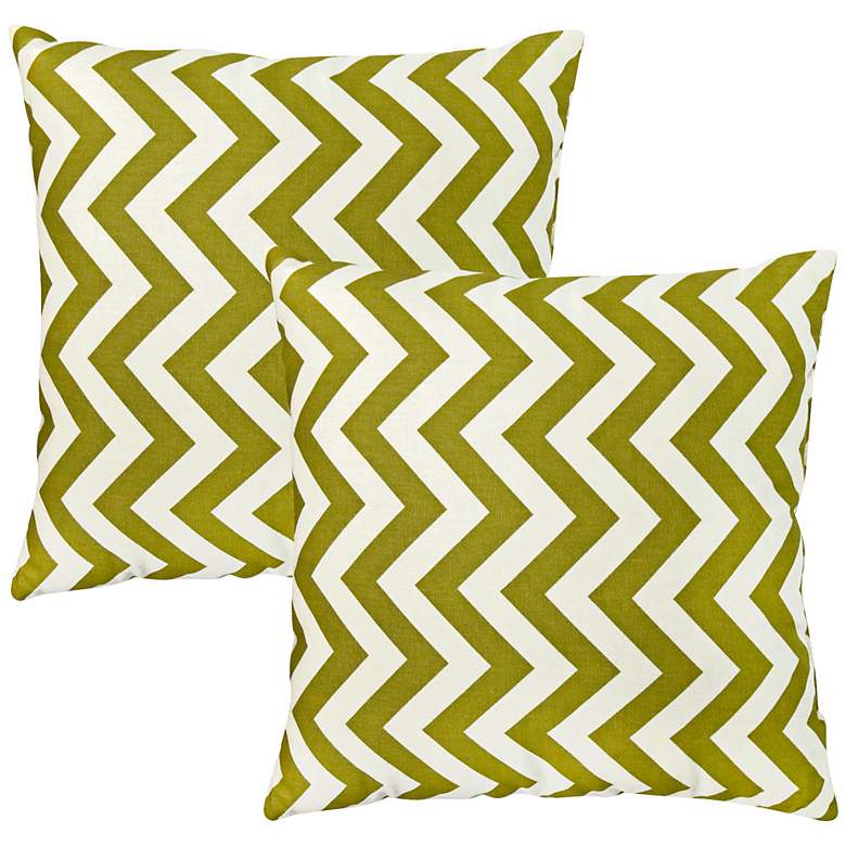 Image 1 Set of 2 Green Zig Zag Toss Pillows