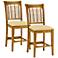 Set of 2 Hillsdale Oak Finish Bayberry Wicker Dining Chairs