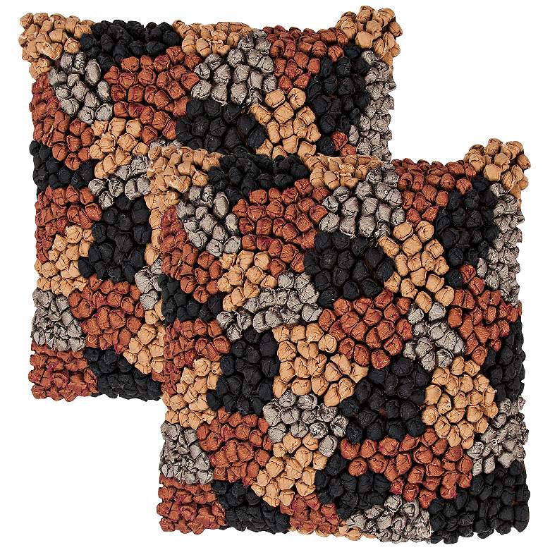 Image 1 Set of 2 Houston Textural Chocolate Multi 18 inch Throw Pillows