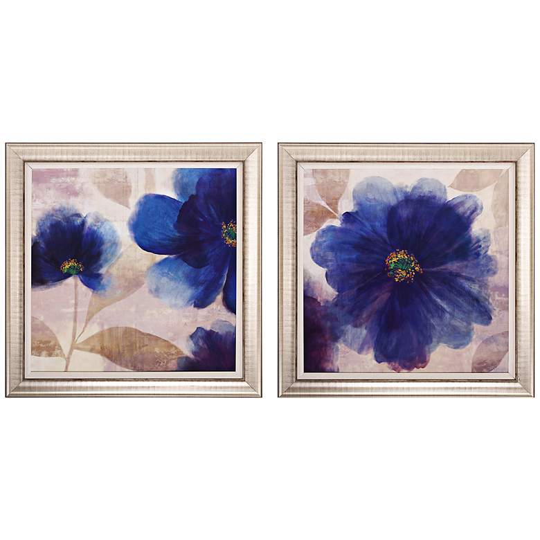 Image 1 Set of 2 Indigo Dreams I/II 29 inch Square Floral Wall Art