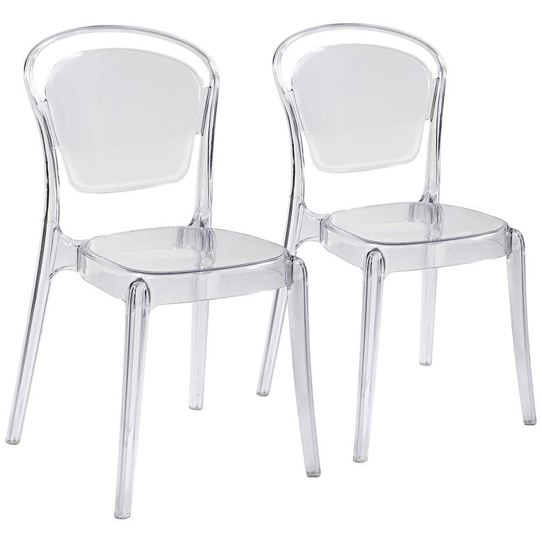 Image 1 Set of 2 Ingram Clear Plastic Stackable Dining Chairs