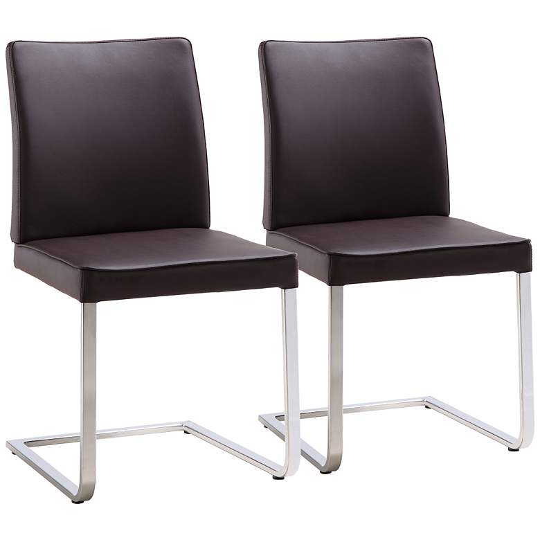 Image 1 Set of 2 Ivy Brown Leatherette Dining Chairs