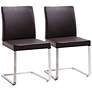 Set of 2 Ivy Brown Leatherette Dining Chairs