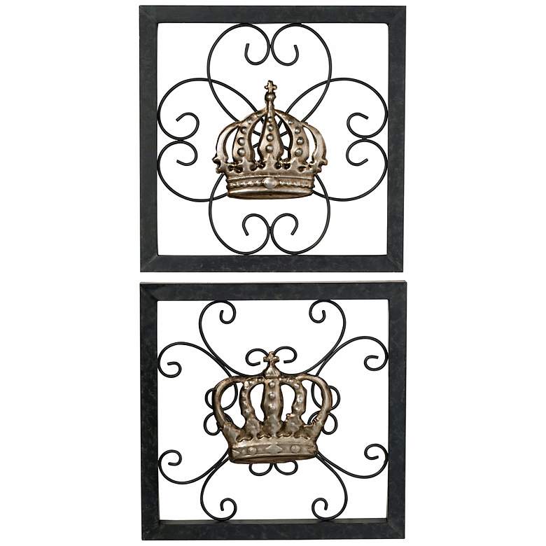 Image 1 Set of 2 King and Queen Crown Metal Wall Decor