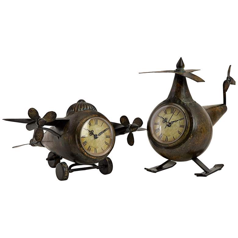 Image 1 Set of 2 Lindbergh Aviation Airplane Clocks