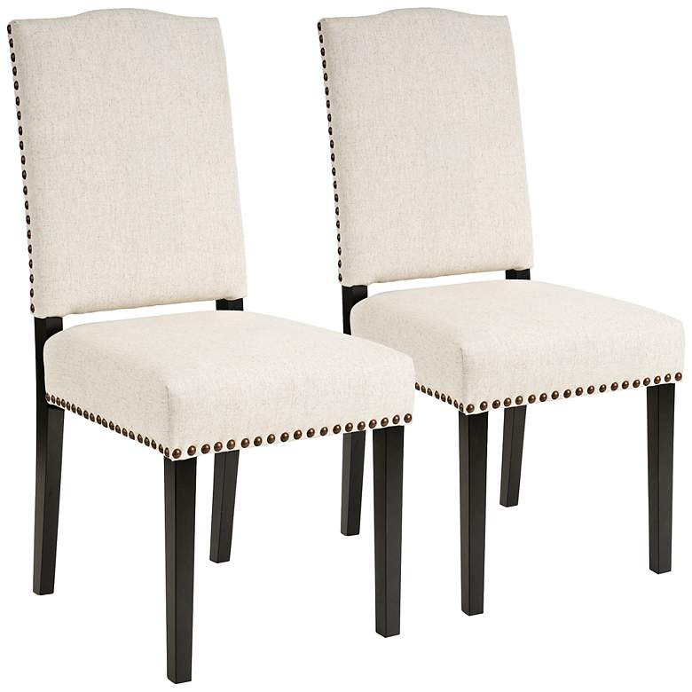Image 1 Set of 2 Madison Beige Fabric Dining Chairs