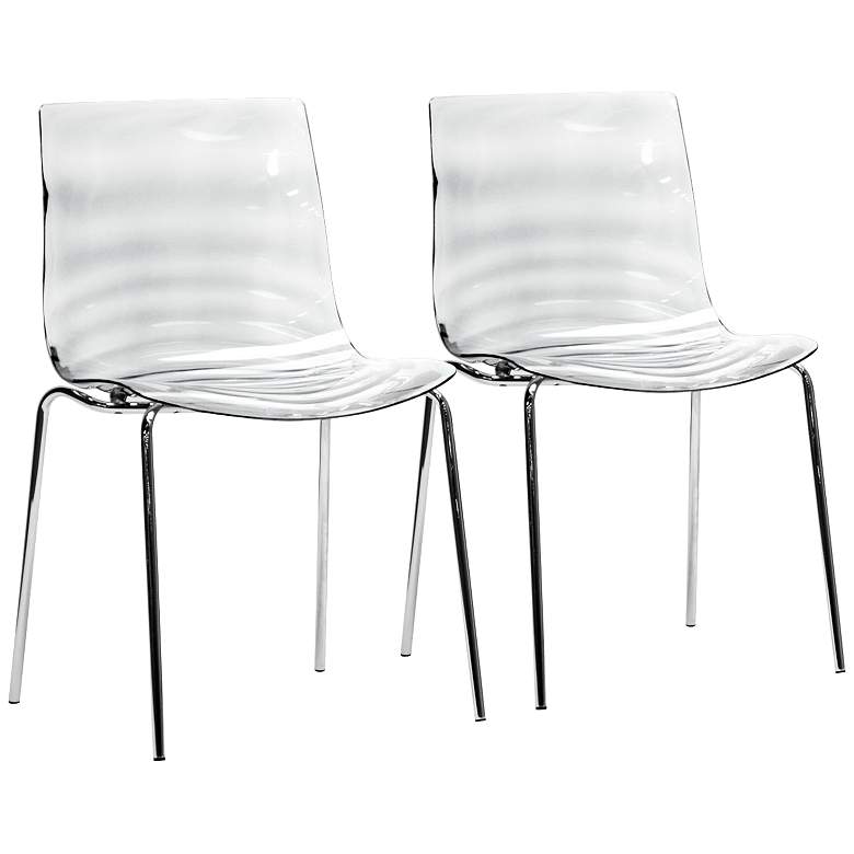 Image 1 Set of 2 Marisse Clear Plastic Modern Dining Chairs