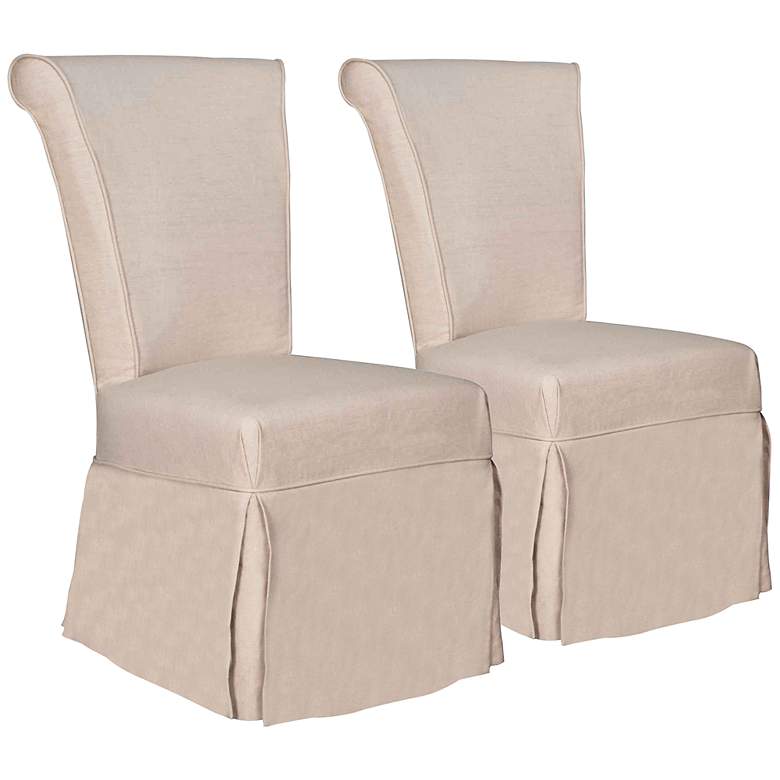 Image 1 Set of 2 Marla Oatmeal Linen Dining Chairs