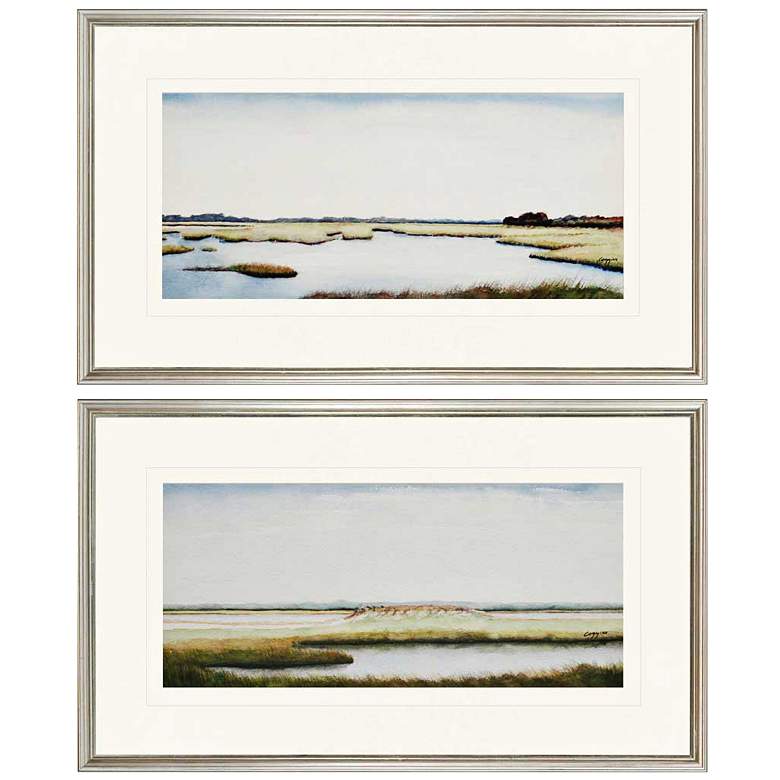 Image 1 Set of 2 Marshlands I 30" Wide Framed Coastal Wall Art