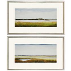 Set of 2 Marshlands II 30&quot; Wide Framed Coastal Wall Art