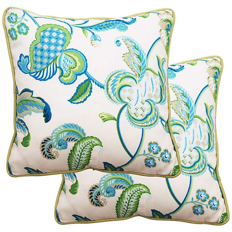 Image 1 Set of 2 Maxine 25 inch Square Welt Cording Outdoor Pillows