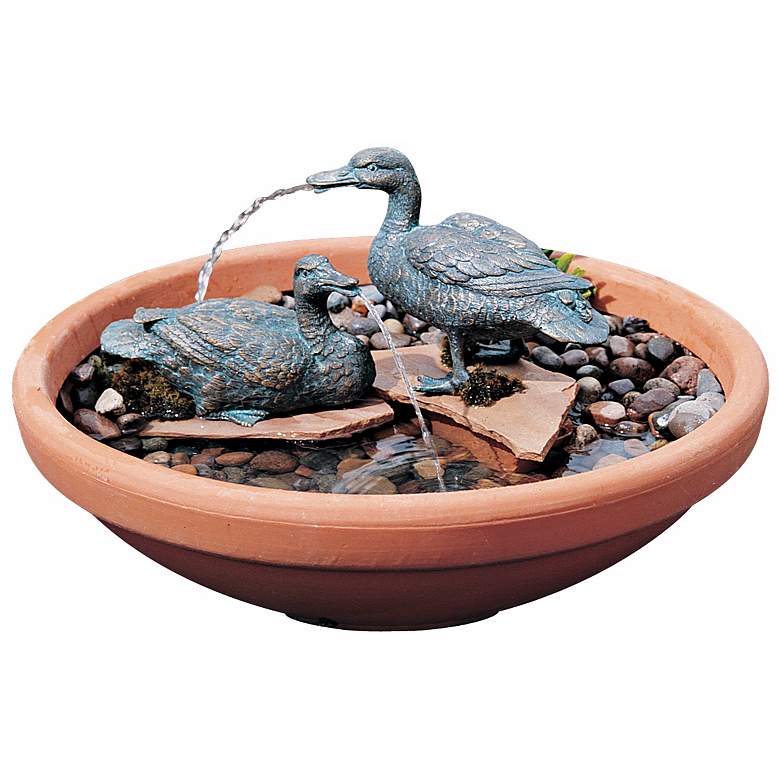 Image 2 Set of 2 Medium Ducks Pond Spitter Fountain