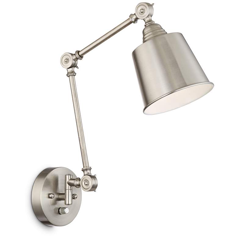 Set of 2 Mendes Brushed Nickel Plug-In Wall Lamps more views