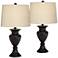 Set of 2 Metal Urn Bronze Table Lamps with 17W LED Bulbs