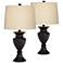 Set of 2 Metal Urn Bronze Table Lamps with 9W LED Bulbs