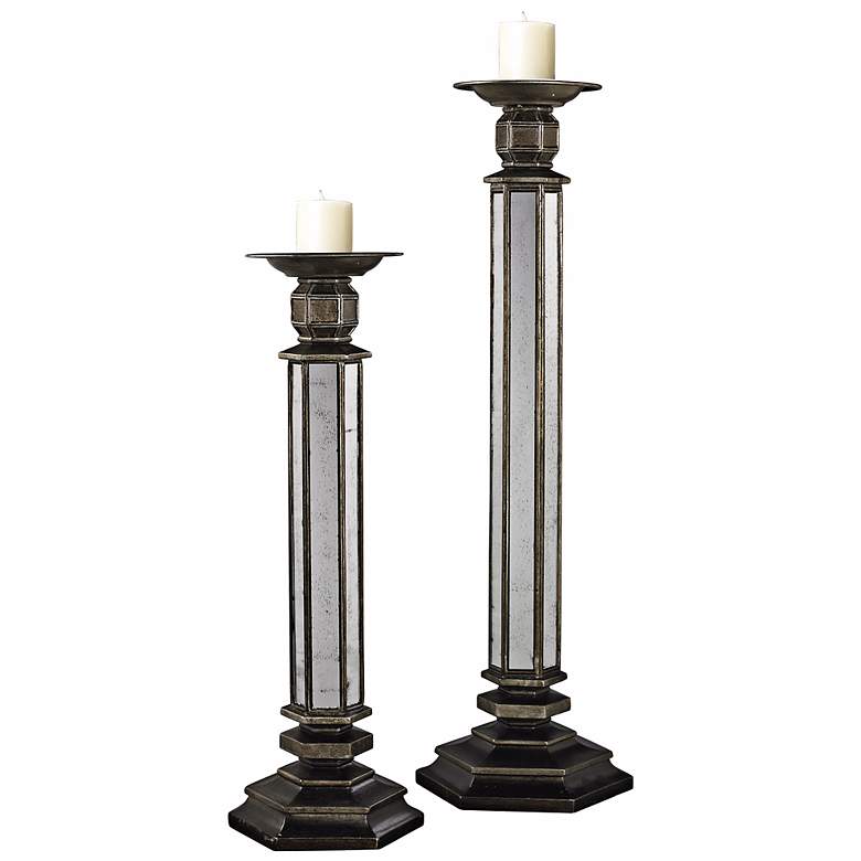 Image 1 Set of 2 Mirrored Candle Holders