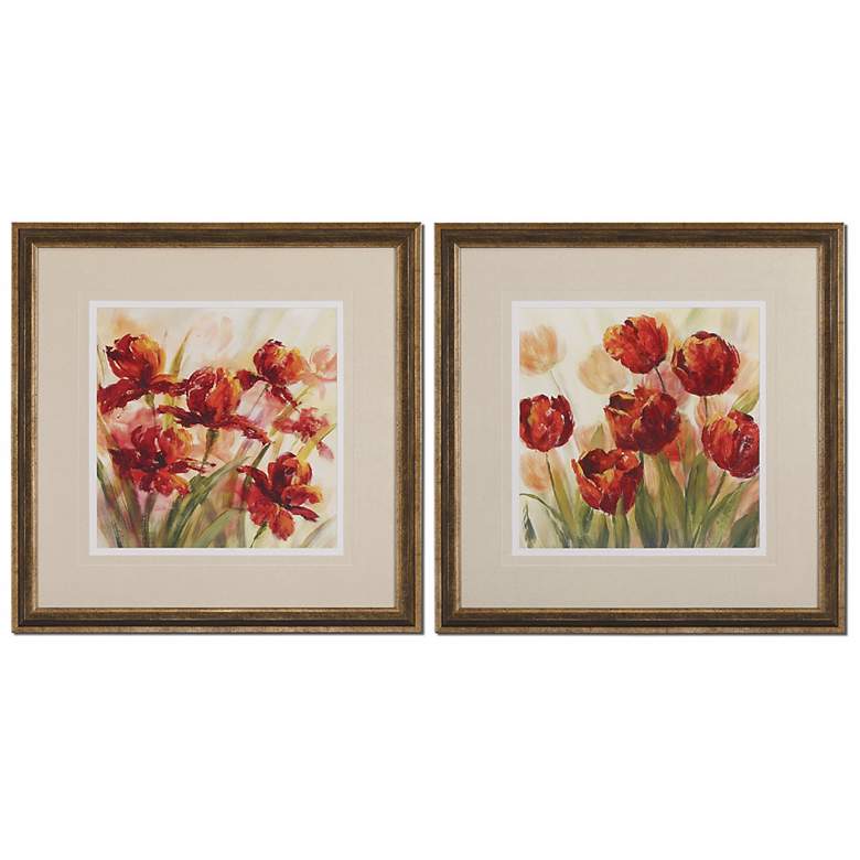 Image 1 Set of 2 Misty Garden Poppies31 inch Square Uttermost Wall Art