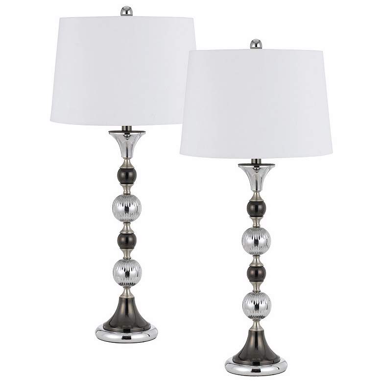 Image 1 Set of 2 Monterey Charcoal and Chrome Table Lamps